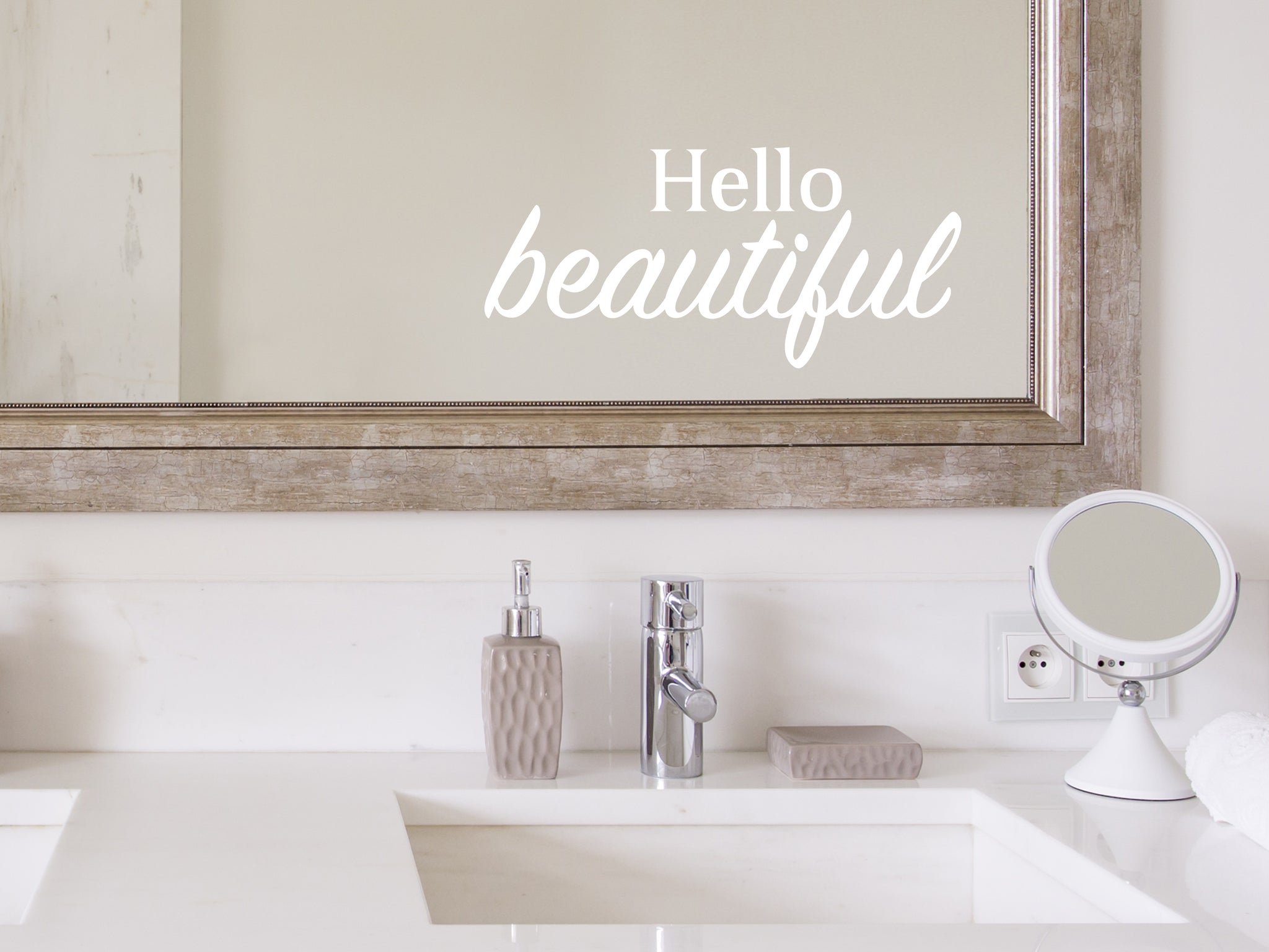 Hello Beautiful Bold  Bathroom Mirror Decal - Story of Home Decals